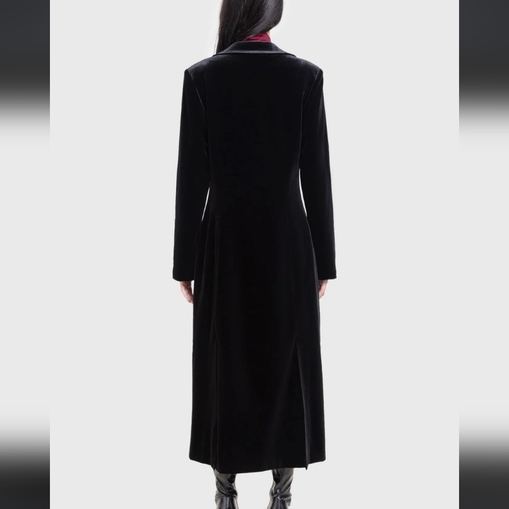Killstar Black Velvet Trench Coat - Picture 7 of 9